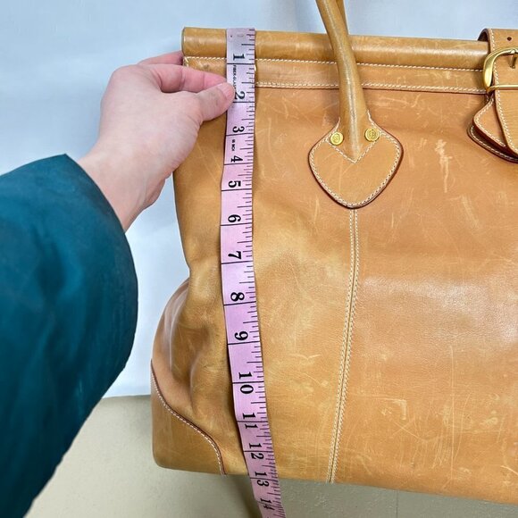 Gucci Authentic Vintage Light Tan Brown Leather Travel Weekender Duffle Hand Bag - Picture 17 of 17